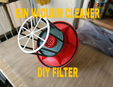 Reusable filter for bin vacuum cleaner