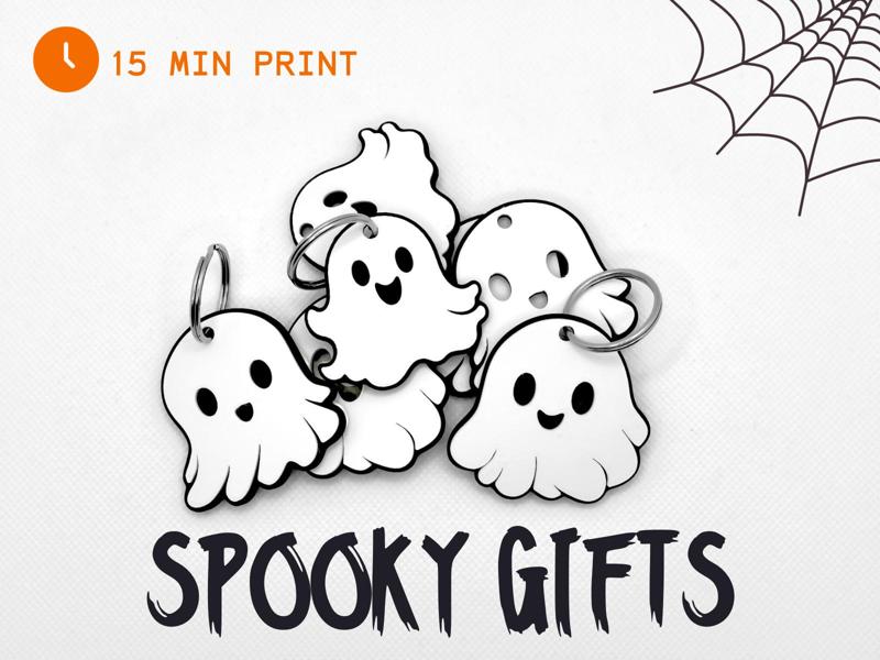 Halloween Ghost Keychain Keyring - 3 Ghost Characters
