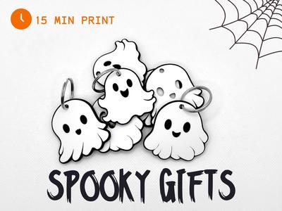 Halloween Ghost Keychain Keyring - 3 Ghost Characters