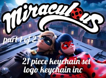 miraculous 21 piece set keychain/necklace charm part 1 of 2 (free for commercial use)
