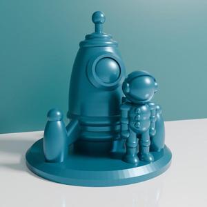 3d printing stl model, rochet spaceship and astronaut gift idea