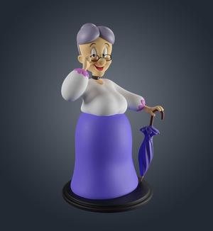 Granny statue of old lady holding umbrella