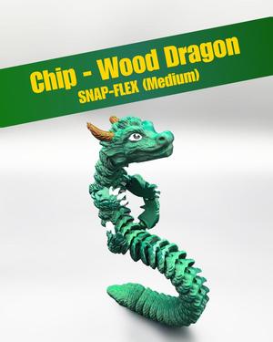 Chip, Wood Dragon - Articulated Dragon Snap-Flex Fidget (Medium Tightness Joints)
