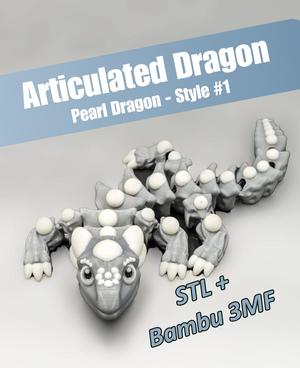 Articulated Dragon - Pearl Dragon, Style #1 - Snap-Flex Fidget Toy