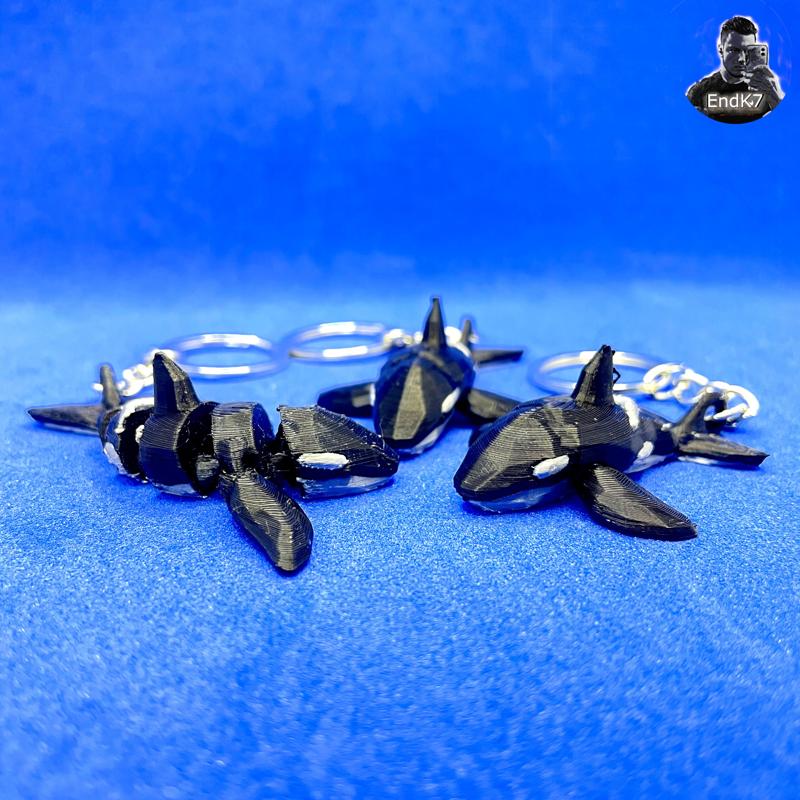 Low Poly Orca Whale Keychains 3 Models - Articulated - No Supports - Print in Place 