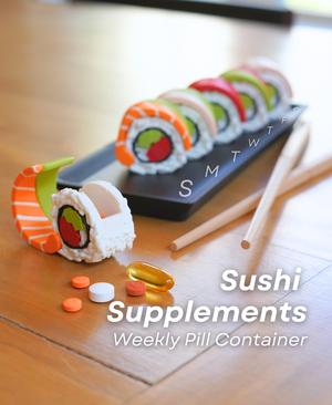 Sushi Supplements - Weekly Pill container and Keychains