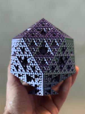 Sierpiński Icosahedron Fractal Sculpture - Level 4 (With Base) (No Supports!)