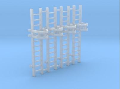 N Scale - (4) 10' Caged Ladder with Cage to Top
