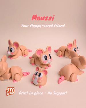 Cute mouse articulated - Mouzzi, no support, print in place