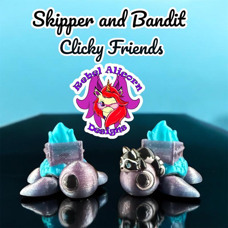 Skipper and Bandit Turtle Clicky Friends with Bonus Just-A-Dumpster Fire Clicker - Community Request