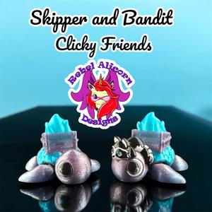 Skipper and Bandit Turtle Clicky Friends with Bonus Just-A-Dumpster Fire Clicker - Community Request