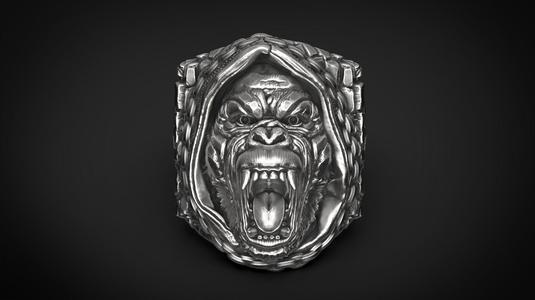 Gorilla in a hood Ring STL 3d model for 3d printing