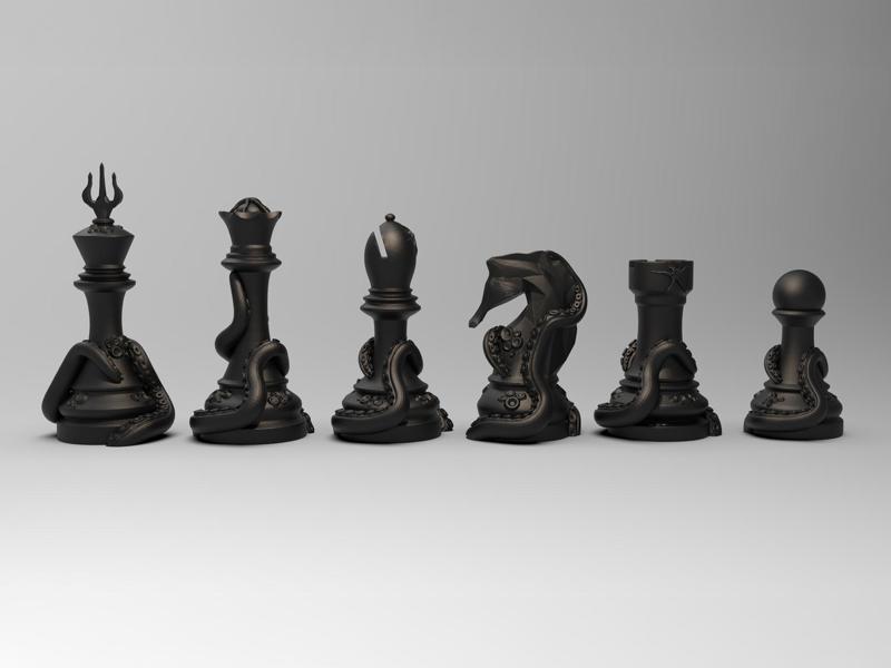 Kraken - Full chess set 3D print model