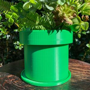 Pipe Planter (Mario Themed) With Drip Tray (2 Versions)