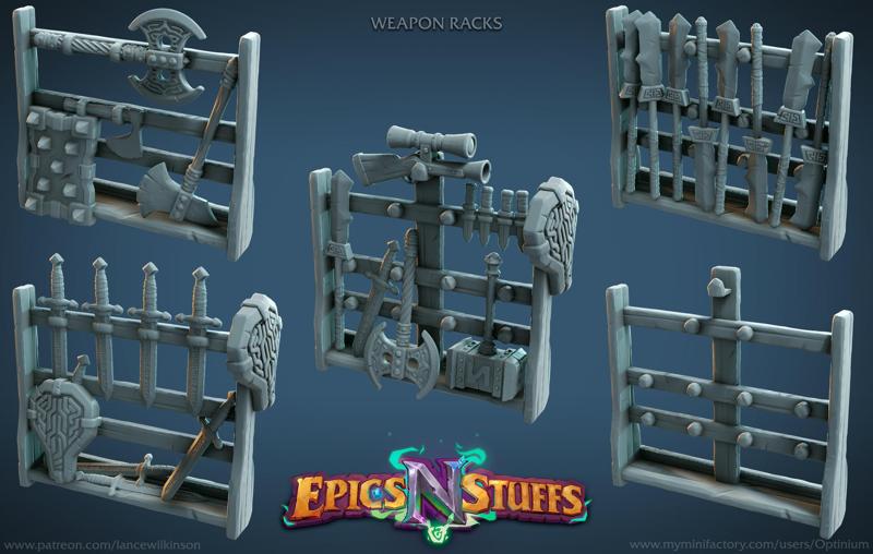 Weapon Racks 1-5 Scatter Miniatures - pre-supported