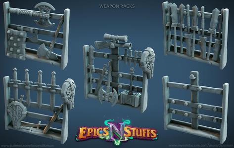 Weapon Racks 1-5 Scatter Miniatures - pre-supported