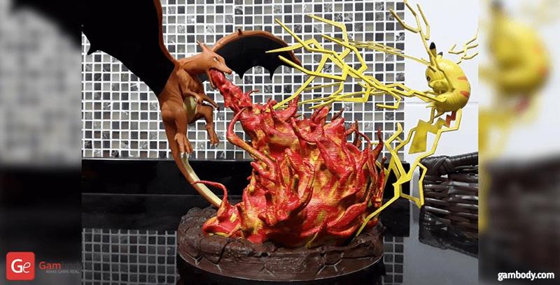 Pokemon Charizard vs. Pikachu 3D Printing Figurines in Diorama | Assembly