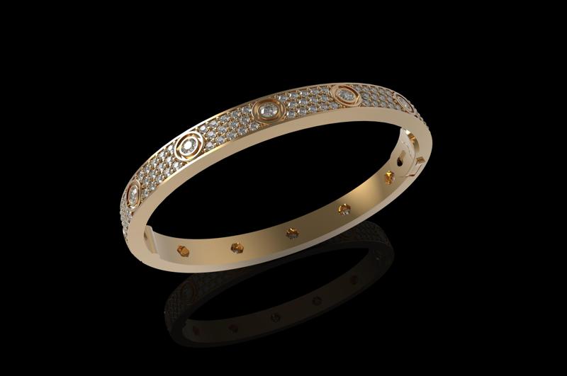 Bracelet Diamond Paved Yellow Gold Diamonds