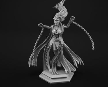 Banshee statue of woman holding sword