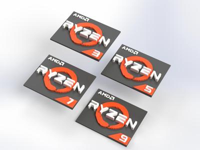 AMD Ryzen 3, 5, 7, 9 Logos (Stickers)