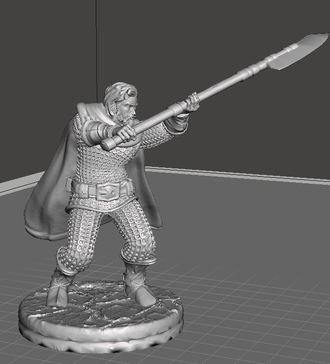Human Fighter in chain mail with Glave