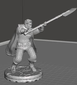 Human Fighter in chain mail with Glave
