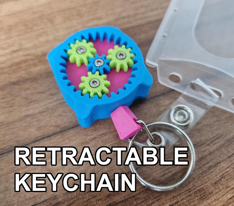 Retractable keychain with planetary gears