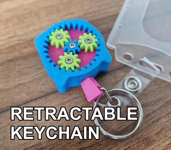 Retractable keychain with planetary gears