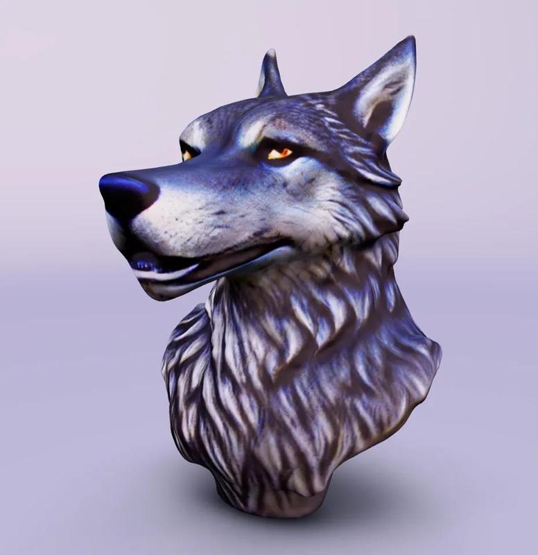 Detailed Wolf Bust   