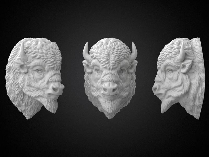Bison Buffalo Head Sculpture 3D Printable model
