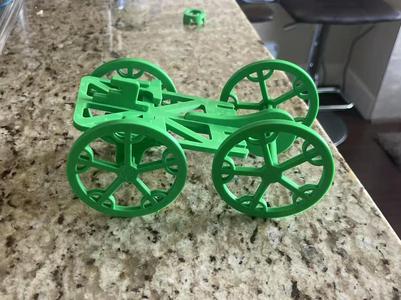 Rubber Band Car (100% 3D print, Laser Cuttable)