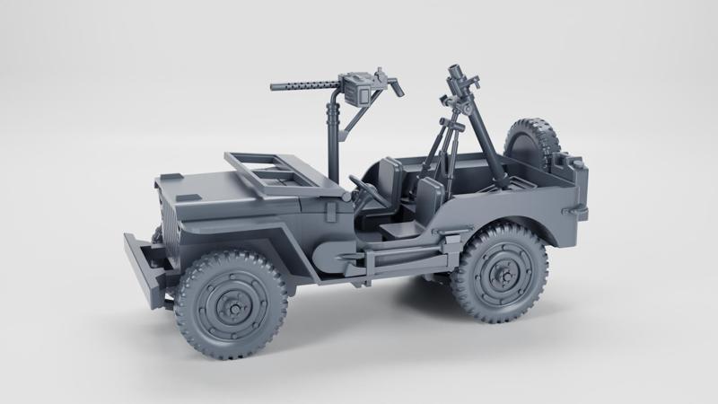 Willys Jeep MB with Cal.30 machine gun and 60mm mortar (US, WW2)