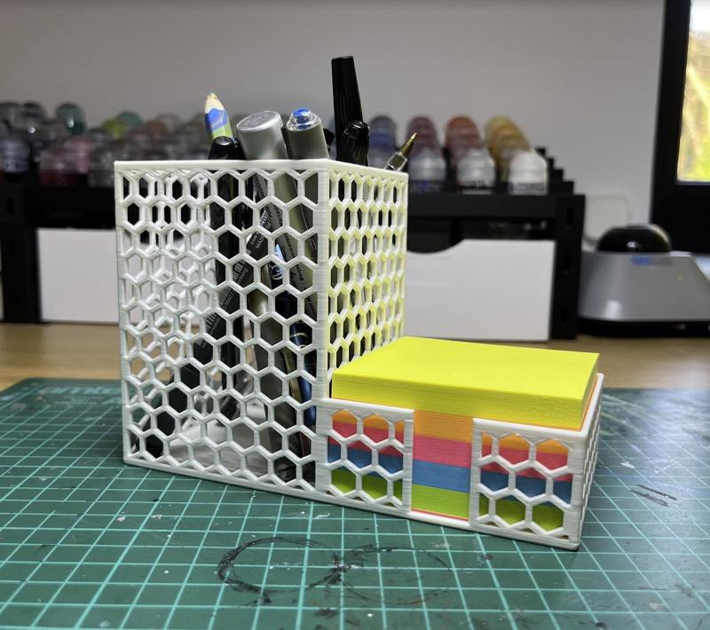 Big Hex / Honeycomb Pen Pot & Sticky Note Holder