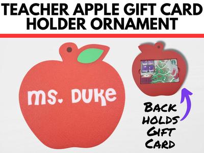 Teacher Appreciation Gift Card Holder Apple Tag