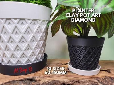 Clay Pot Art Planter - Diamond