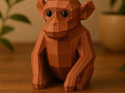 Monkey – Low Poly – Origami Style