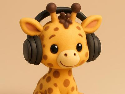 Giraffe with Headphones