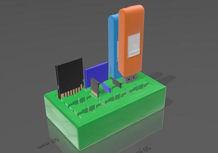 Parametric USB SD microSD card organizer holder
