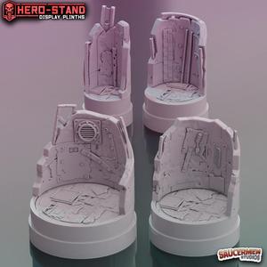 Hero-Stand Display Plinths - Scrapyard Tribes (Round)