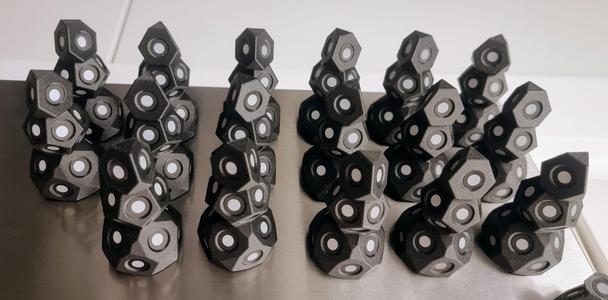 Stacked Polyhedra Magnetic Base Marker Towers for 3D Scanning
