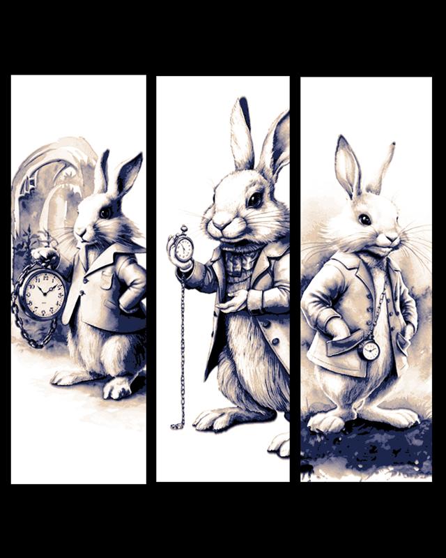 Always out of Time - the white rabbit from Alice in Wonderland - Set of bookmarks