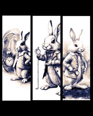 Always out of Time - the white rabbit from Alice in Wonderland - Set of bookmarks