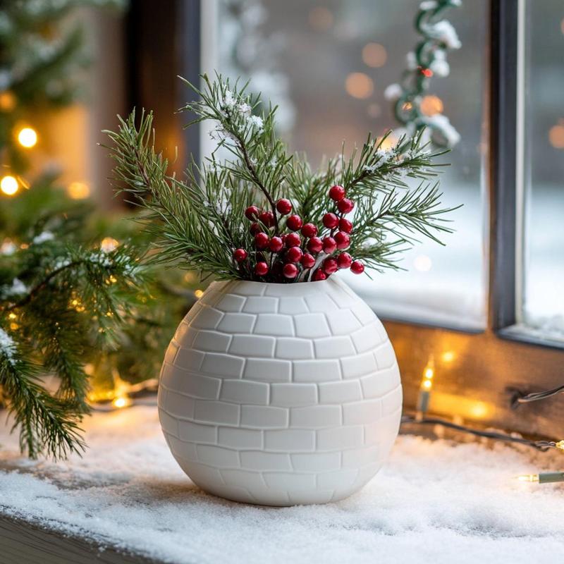 Snow Dome Vase - Perfect for Winter Decor and Holiday Centerpieces