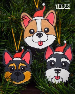 PUPPYS KEYCHAINS - CHRISTMAS ORNAMENTS - SET #4
