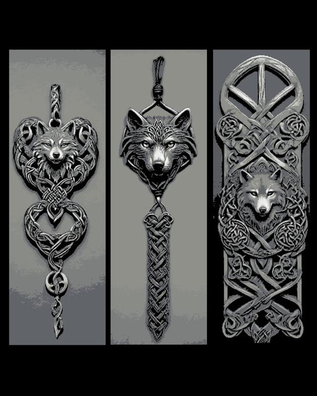 Celtic Knotwork Designs centered on the Wolf - Set of 3 Bookmarks