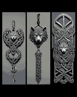 Celtic Knotwork Designs centered on the Wolf - Set of 3 Bookmarks