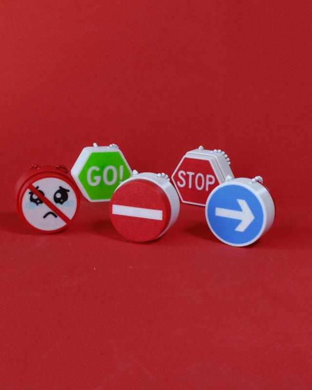 Traffic Signs Fidget Clickers - Keychain