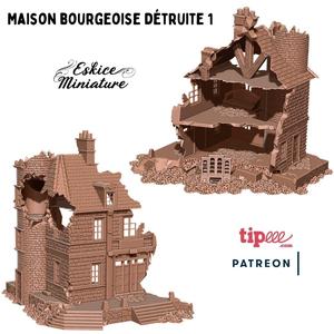 Maison bourgeoise en ruine - 28mm for wargame