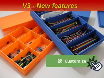 Parametric box with cover and customizable cells