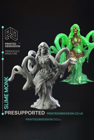 Slime Slime Monk - D&D miniature - PRESUPPORTED - 32mm Scale